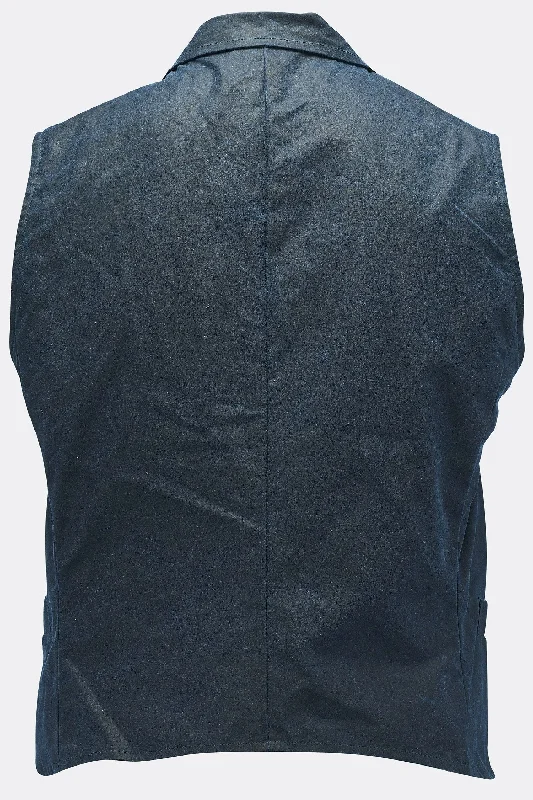 SHEPPARD WAISTCOAT IN NAVY WAXED COTTON