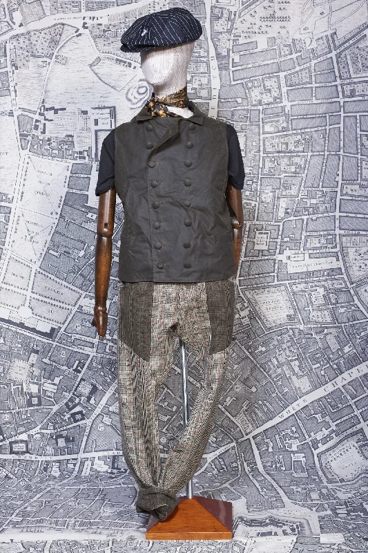 SHEPPARD WAISTCOAT IN OLIVE WAXED COTTON