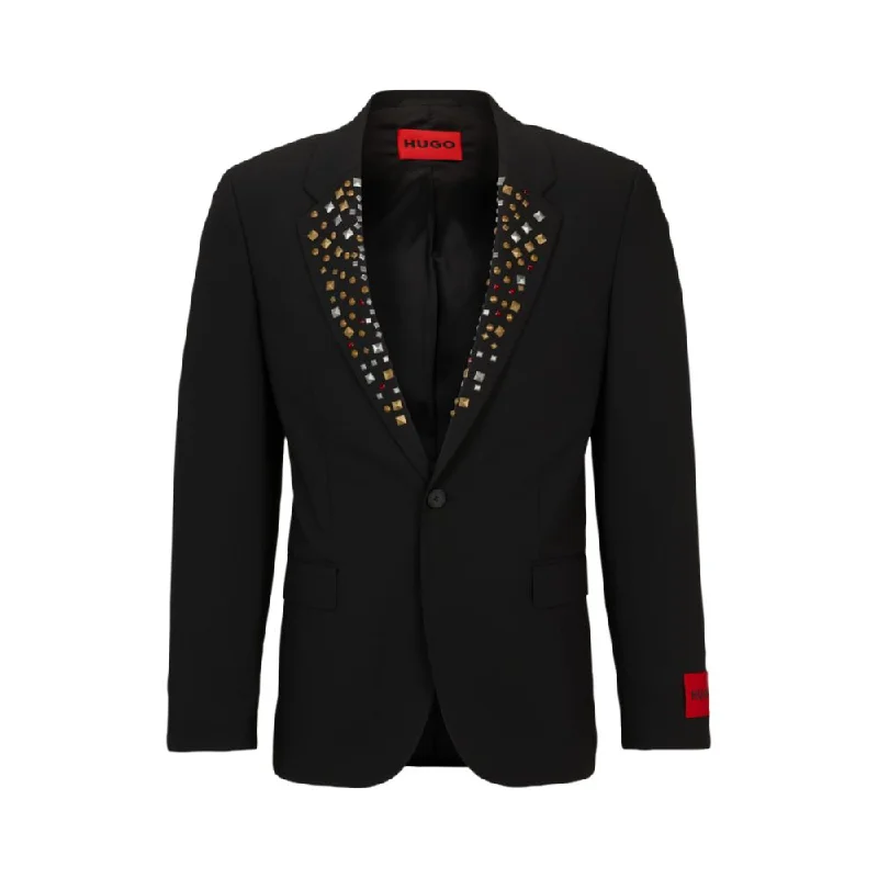 Slim-fit jacket with studded lapels