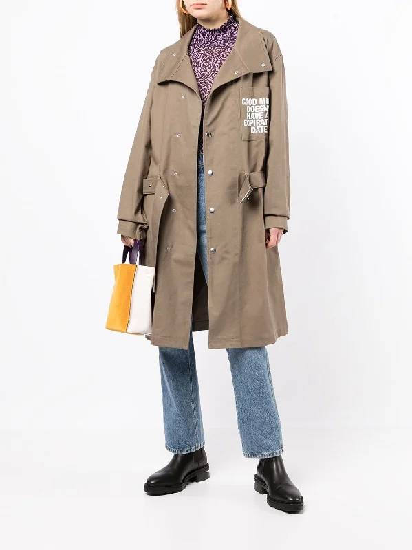 Slogan-Print Trench Coat