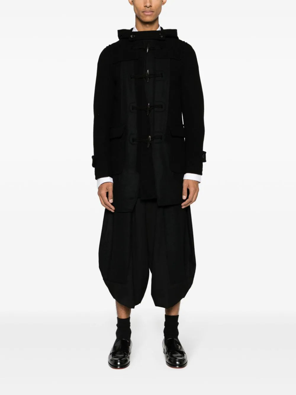 Slouch-Hood Wool-Blend Coat