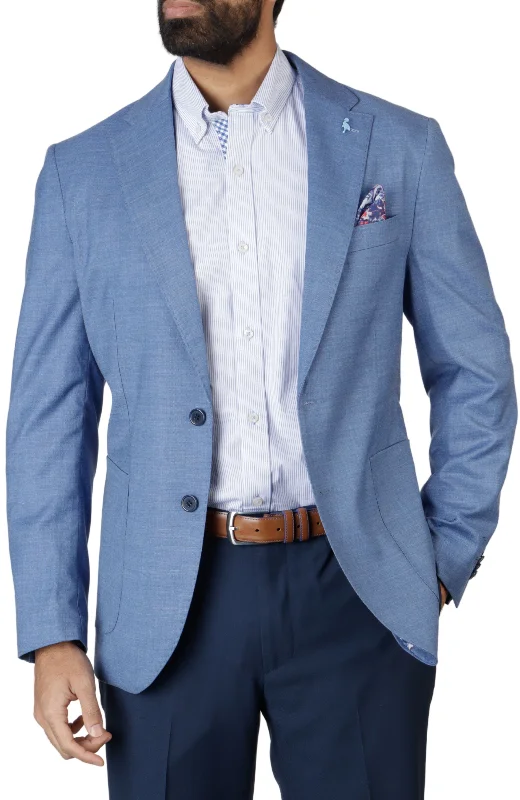 Steel Blue Cross Dyed Solid Sport Coat