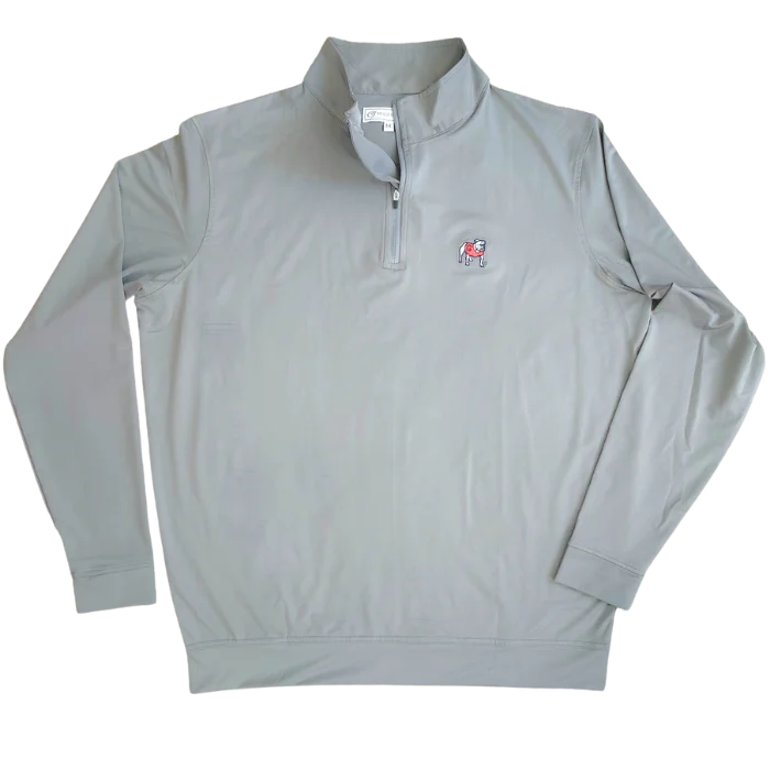 UGA 1/4 Zip Standing Dawg Performance Pullover - Ash Gray