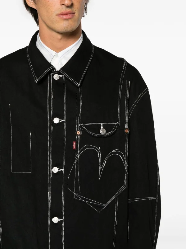 X Levi's Contrast-Stitching Denim Midi Coat