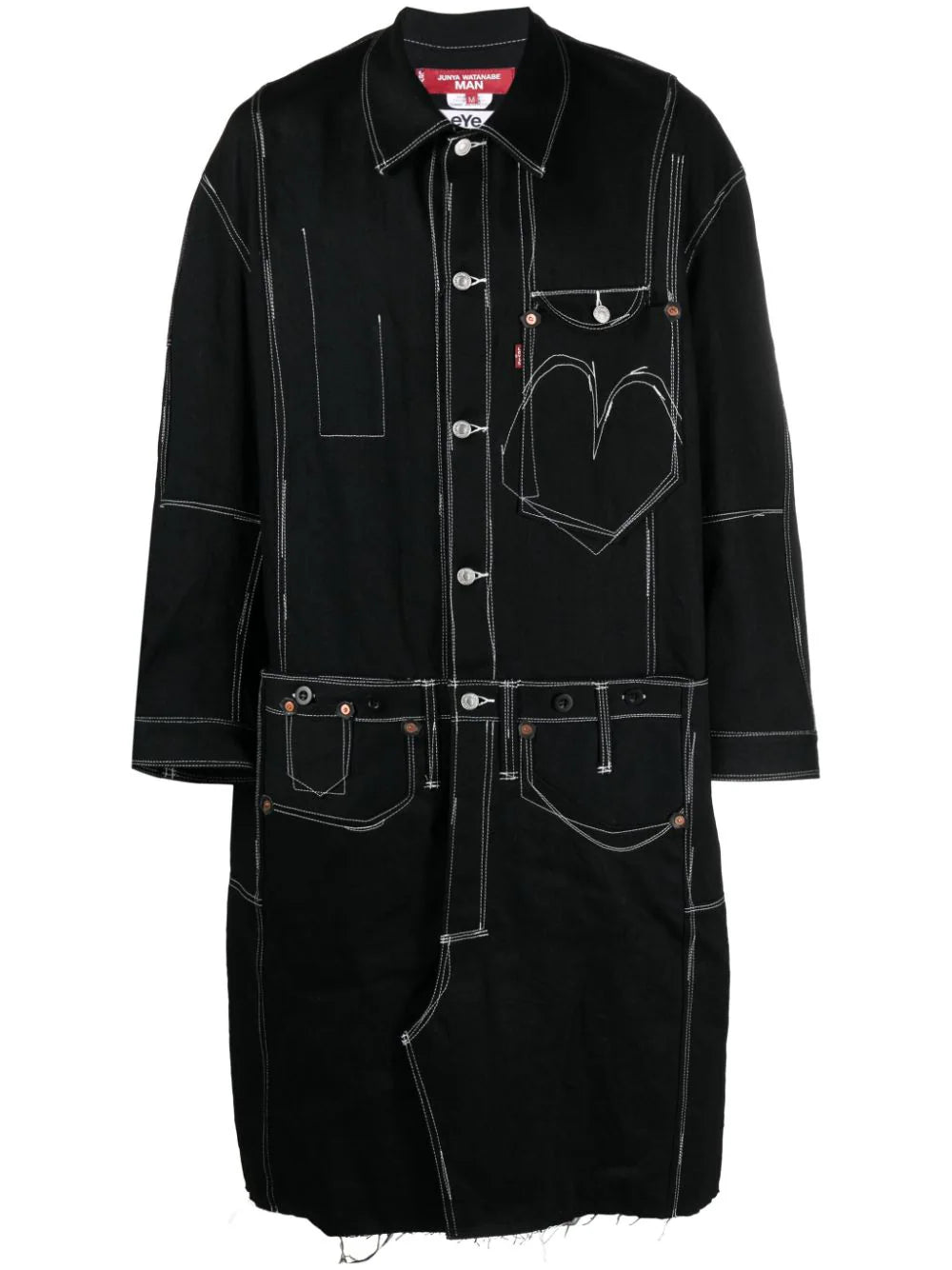 X Levi's Contrast-Stitching Denim Midi Coat