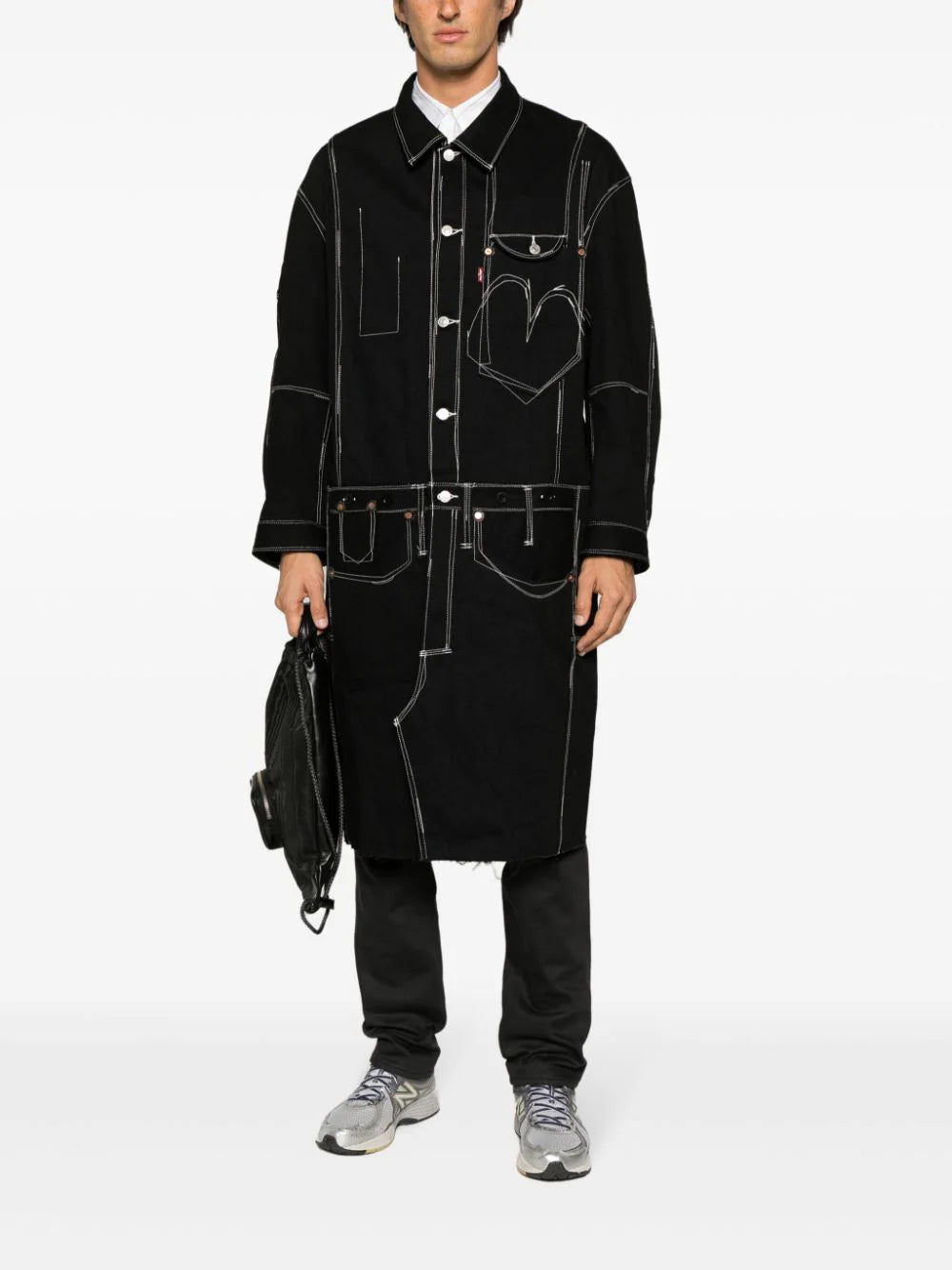 X Levi's Contrast-Stitching Denim Midi Coat